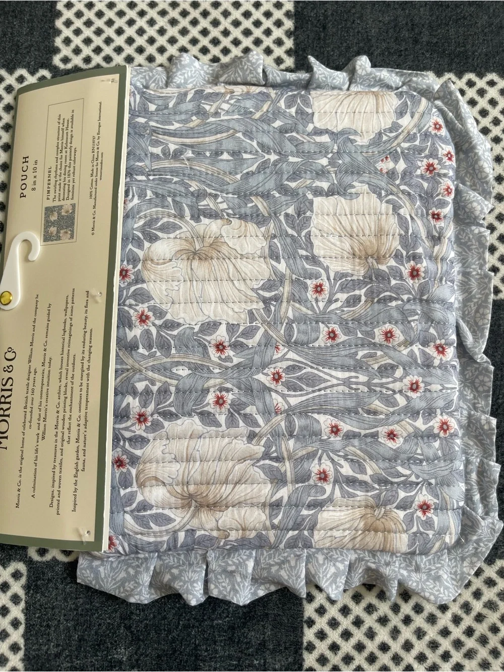 Morris & Co. Blue Floral Quilted Cosmetic Pouch